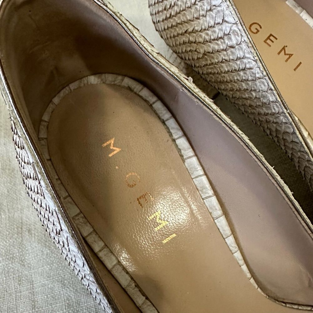 M. GEMI Lustro Snakeskin Pointed Toe Pump Heels Cream Leather - Picture 11 of 14